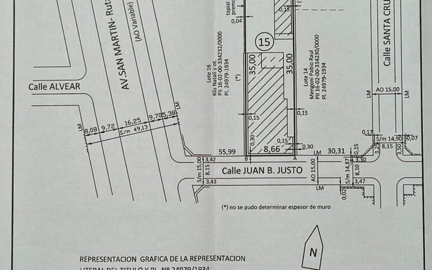 Juan B. Justo 64 (Gdero. Baigorria) – Terreno con Vivienda a Reciclar